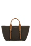 Michael Kors Printed Canvas Moore Shopping Bag In Brnacorn