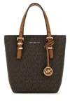 Michael Kors Canvas Quinn Shoulder Bag With Dual Handles In Brown