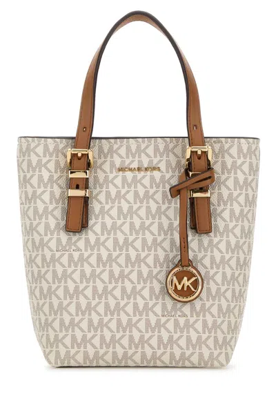 Michael Kors Printed Canvas Quinn Handbag In Brown