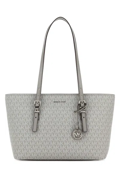 Michael Kors Printed Canvas Quinn Shopping Bag In Gray