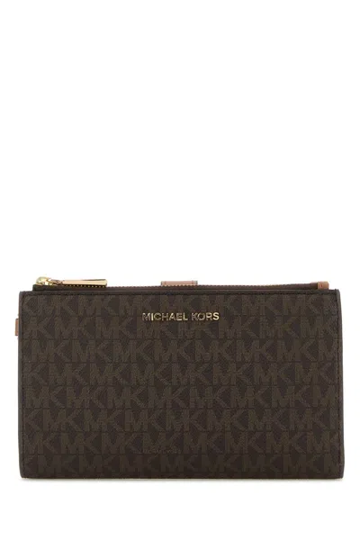 Michael Kors Printed Canvas Wallet In Brown