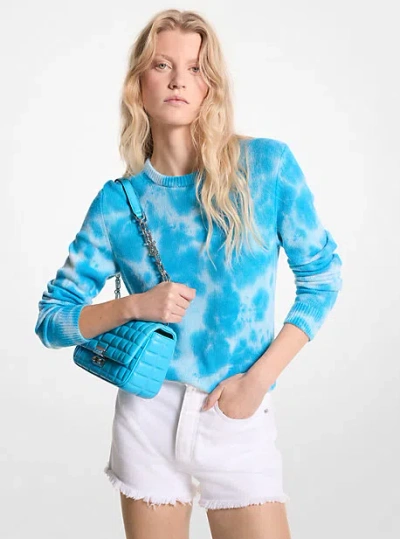 Michael Kors Printed Cashmere Sweater In Blue