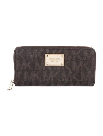 Pre-owned Michael Kors Printed Continental Wallet In Brown