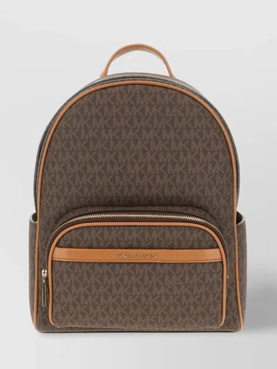 Michael Kors Printed Design Leather Backpack In Marrone E Beige