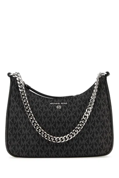 Michael Kors Printed Fabric Shoulder Bag In Black