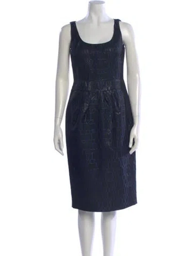 Pre-owned Michael Kors Printed Knee-length Dress In Blue