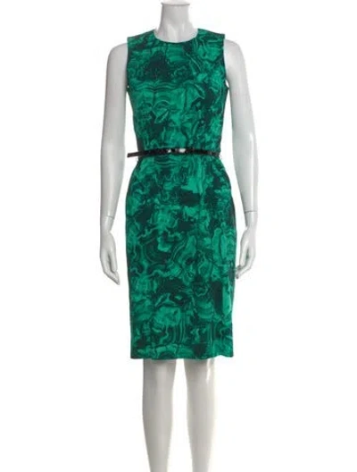Pre-owned Michael Kors Printed Knee-length Dress In Green