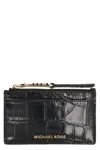 Michael Kors Printed Leather Card Holder In Black