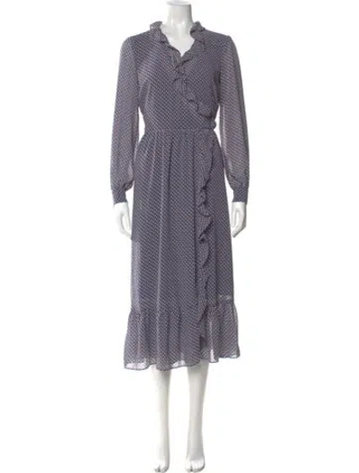 Pre-owned Michael Kors Printed Long Dress In Blue