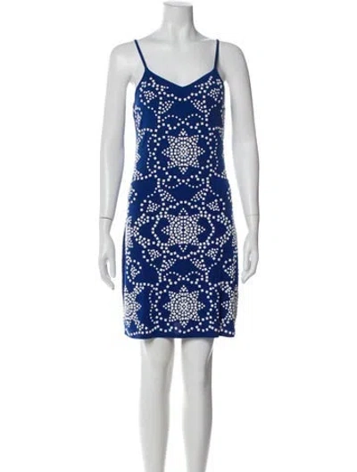 Pre-owned Michael Kors Printed Long Dress In Blue