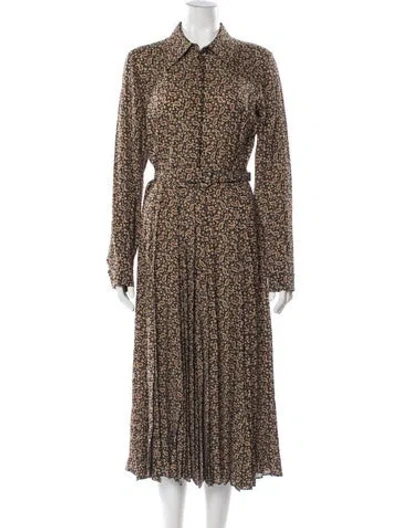 Pre-owned Michael Kors Printed Long Dress In Brown