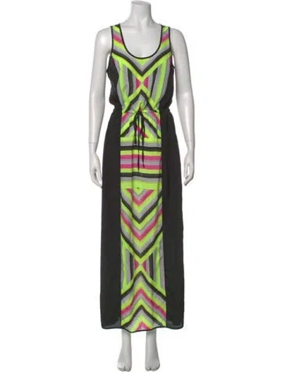 Pre-owned Michael Kors Printed Long Dress In Green