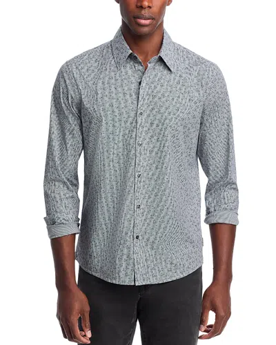 Michael Kors Printed Long Sleeve Button Front Shirt In Black
