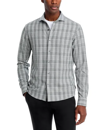 Michael Kors Printed Long Sleeve Button Front Shirt In Black