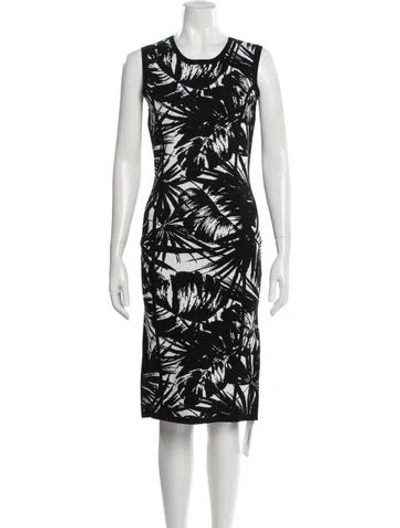 Pre-owned Michael Kors Printed Midi Length Dress In Black