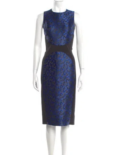 Pre-owned Michael Kors Printed Midi Length Dress In Blue