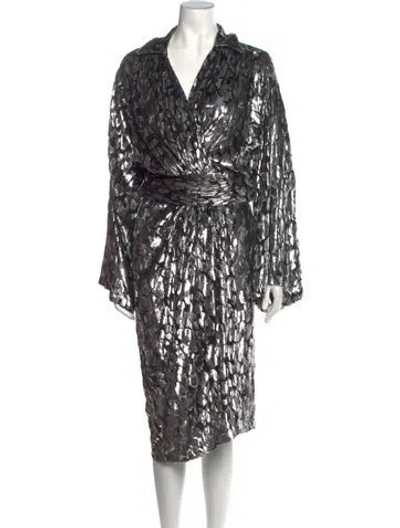 Pre-owned Michael Kors Printed Midi Length Dress In Gray