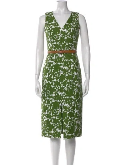 Pre-owned Michael Kors Printed Midi Length Dress In Green