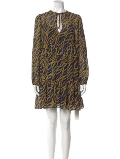 Pre-owned Michael Kors Printed Mini Dress In Blue
