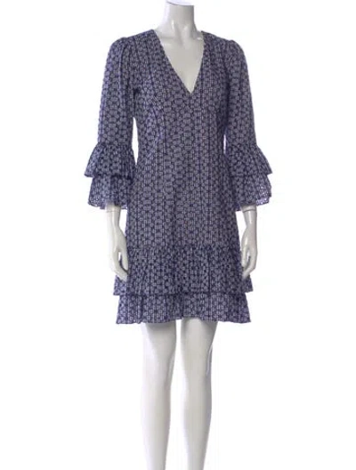 Pre-owned Michael Kors Printed Mini Dress In Blue