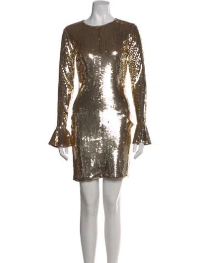 Pre-owned Michael Kors Printed Mini Dress In Gold