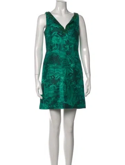 Pre-owned Michael Kors Printed Mini Dress In Green