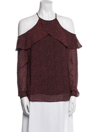 Pre-owned Michael Kors Printed Off-the-shoulder Blouse In Orange