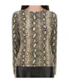 Michael Kors Snakeskin Pattern Crew Neck Fitted Top In Animal Print