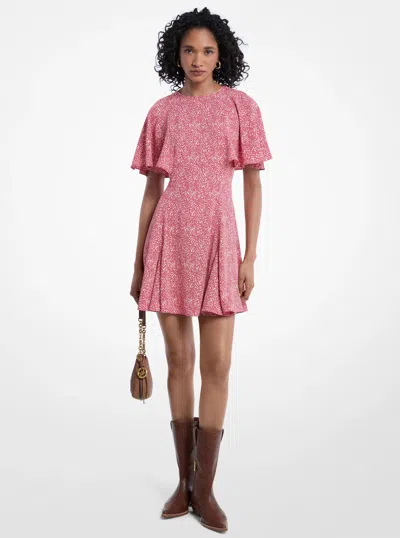 Michael Kors Printed Satin Crepe Mini Dress In Pink