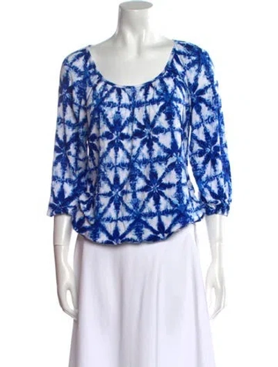 Pre-owned Michael Kors Printed Scoop Neck Blouse In Blue