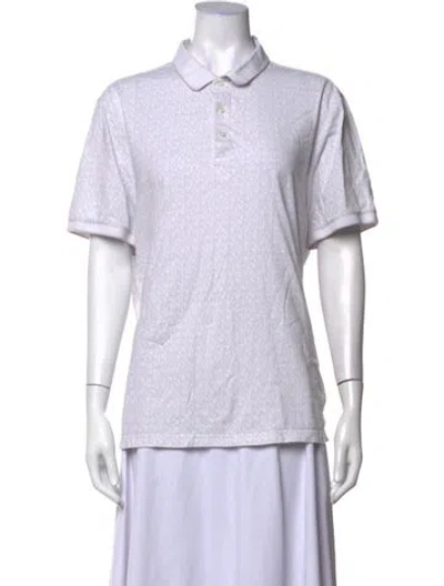 Pre-owned Michael Kors Printed Short Sleeve Polo In White