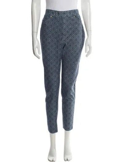 Pre-owned Michael Kors Printed Skinny Leg Pants In Blue
