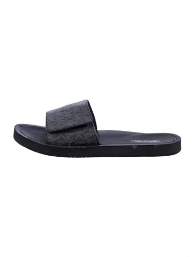Pre-owned Michael Kors Printed Slides In Black