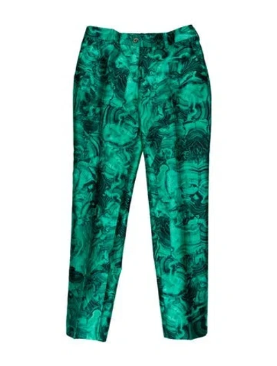 Pre-owned Michael Kors Printed Straight Leg Pants In Green