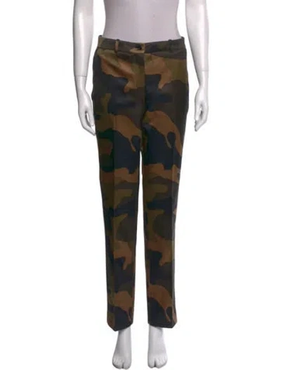 Pre-owned Michael Kors Printed Straight Leg Pants In Green