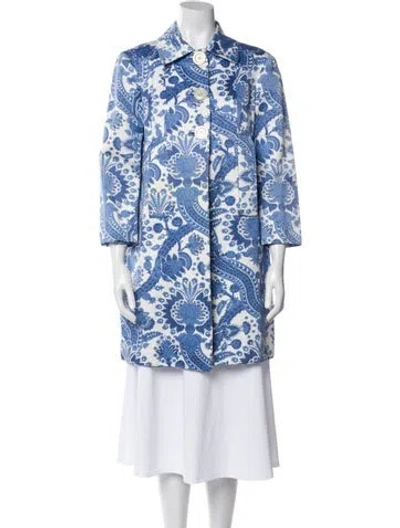 Pre-owned Michael Kors Printed Trench Coat In Blue