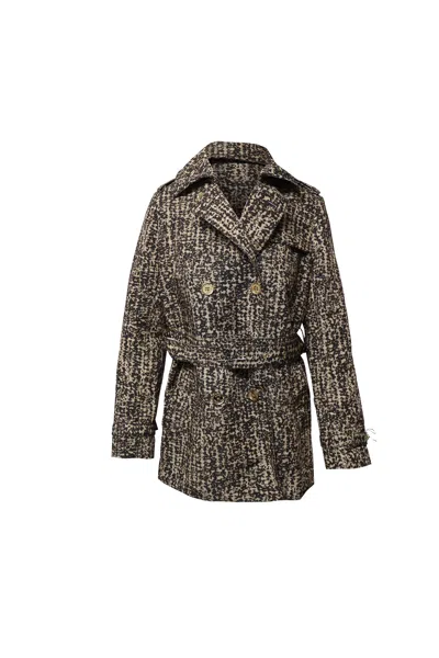Michael Kors Printed Trench Coat In Brown Polyester