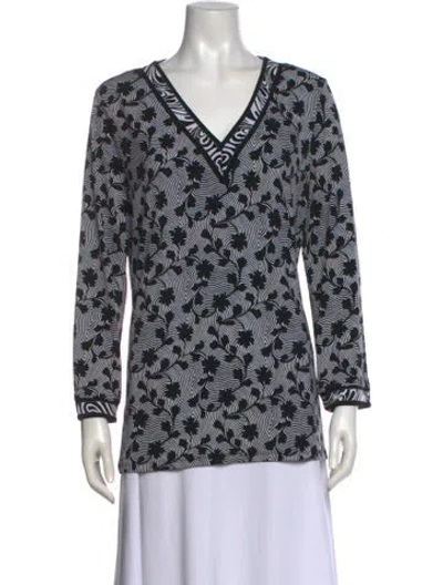 Pre-owned Michael Kors Printed V-neck Blouse In Multi