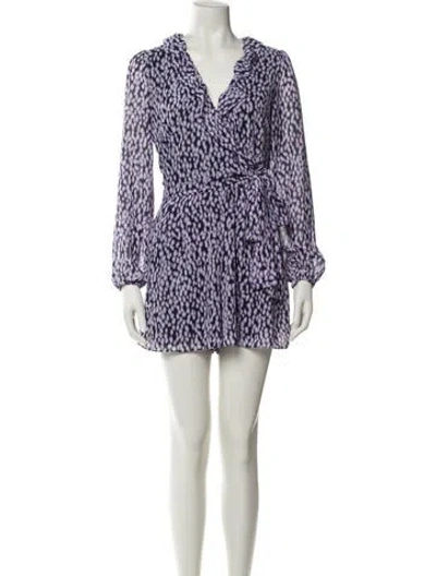 Pre-owned Michael Kors Printed V-neck Romper In Purple