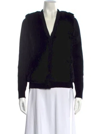 Pre-owned Michael Kors Printed V-neck Sweater In Black