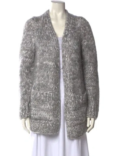 Pre-owned Michael Kors Printed V-neck Sweater In Gray