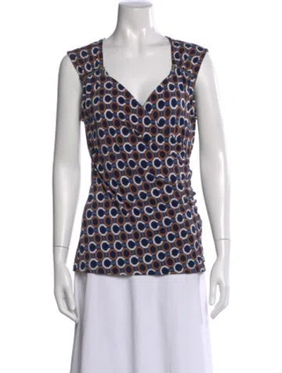 Pre-owned Michael Kors Printed V-neck Top In Multi