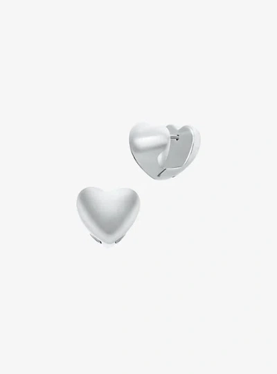 Michael Kors Puffy Heart Huggie Earrings In Metallic