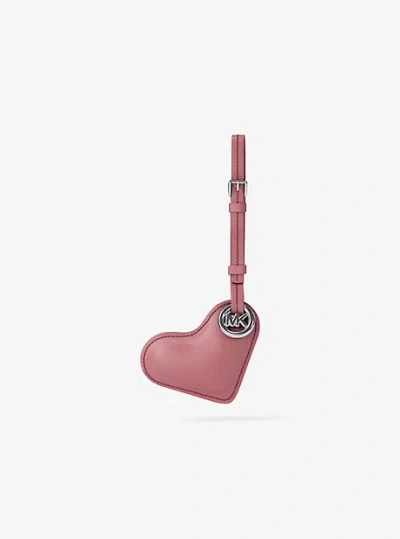 Michael Kors Puffy Heart Leather Bag Charm In Pink