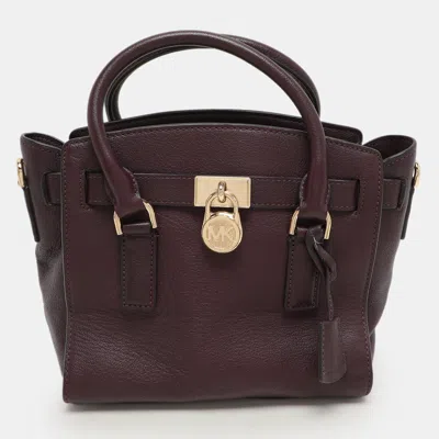 Pre-owned Michael Kors Purple Leather Hamilton Satchel