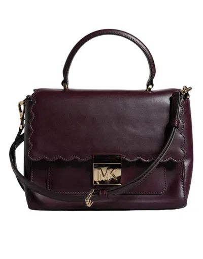 Michael Kors Purple Leather Logo Plaque Crossbody Mindy Satchel Bag
