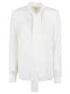 Michael Kors Kobi Halperin Silk Tie Neck Pleated Blouse In Panna