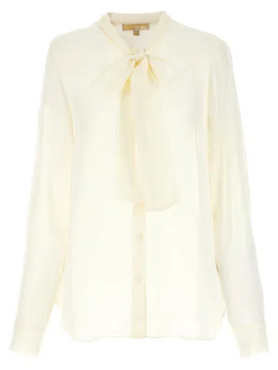 Michael Kors Pussy Bow Blouse In White