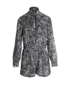 Michael Kors Pussy-bow Playsuit In Animal Print Recycled Polyester In Grey
