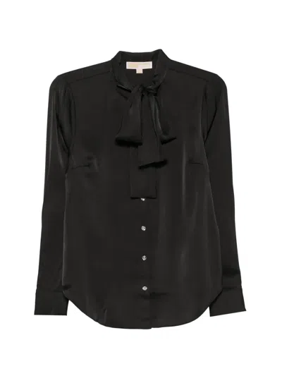 Michael Kors Pussy-bow Button-up Shirt In Black